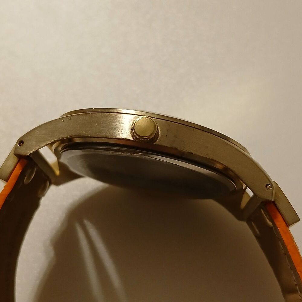 Gossip Women's Gold Tone Dial Orange Leather Band Quartz Watch Japan Movt GSP881 - Picture 10 of 12